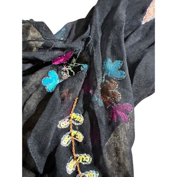 Boston Proper Silk Sheer Embroidered Sequin Off Shoulder Top Women's Sz S Fairy - Picture 6 of 11